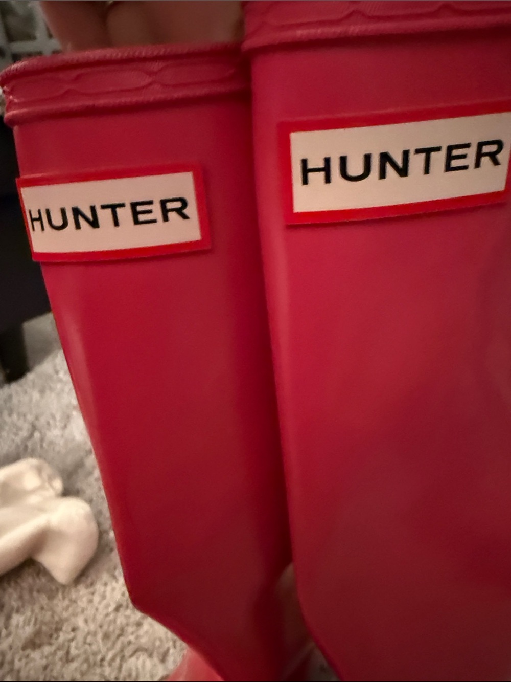 Hunter Pink Tall Rain Boots w/ Cream Knit Cuff collegiate fall cottagecore cozy - Picture 6 of 11